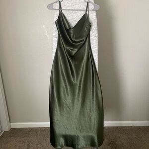 Birdy Grey Liza Olive Green Matte Satin Slip Dress
